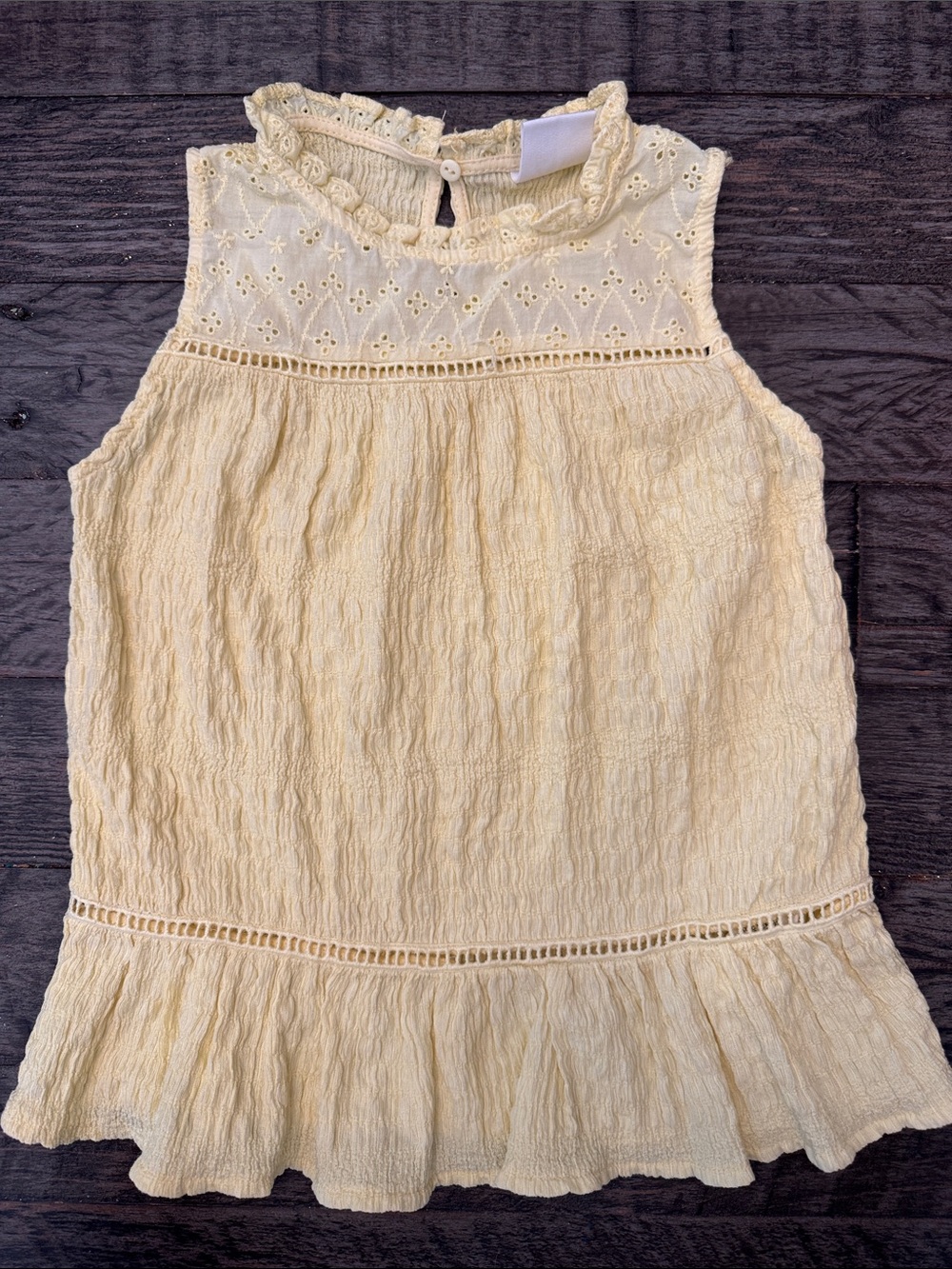 Zara Sleeveless Ruffled Eyelet Tank - Yellow